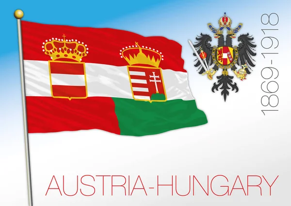 Áustria Hungria Império Bandeira Histórica 1869 1918 Áustria —  Vetores de Stock