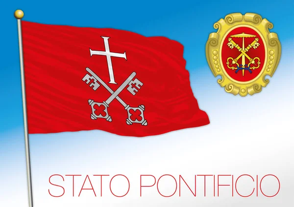 Pápai Állam Történelmi Zászló Címer Vatikán — Stock Vector