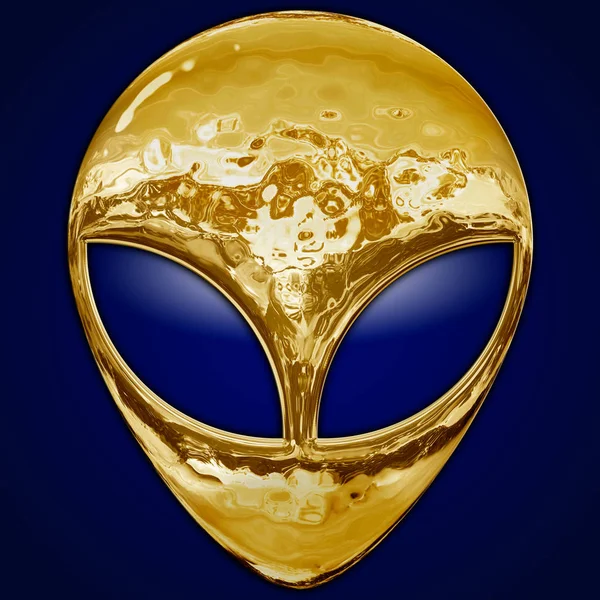 Alien Symbol Kovový Povrch Modrém Pozadí Grafické Zpracování — Stock fotografie