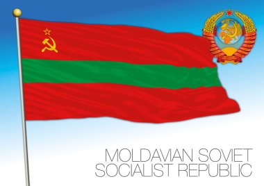Moldova tarihi bayrağı, Sovyetler Birliği arması, vektör illüstrasyonu, Moldova