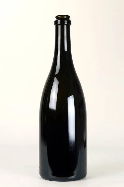 Black Glass Bottle Champagne Wine Isolated White Background — Stock Photo, Image