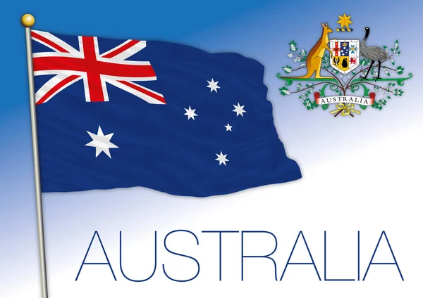 Australia Bandera Nacional Oficial Escudo Armas Ilustración Vectorial — Vector de stock