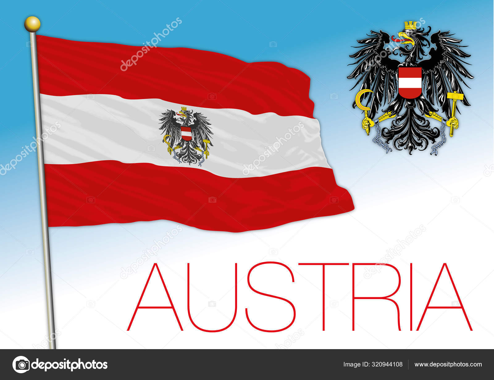 奥地利官方国旗和国徽矢量图解图库矢量图©frizio 320944108