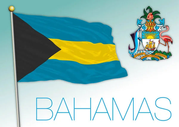 Bahamas Offizielle Nationalflagge Und Wappen Vektorillustration — Stockvektor