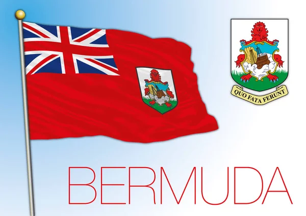 バミューダ諸島の公式国旗と紋章 中央アメリカ ベクトルイラスト — ストックベクタ