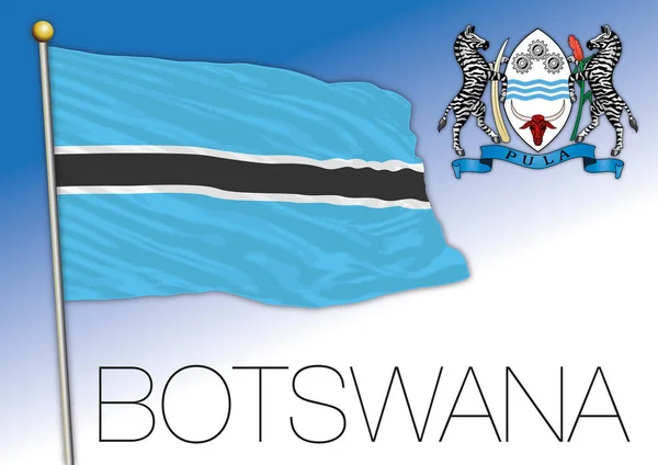 Botswana Oficjalna Flaga Narodowa Herb Kraj Afrykański Ilustracja Wektora — Wektor stockowy
