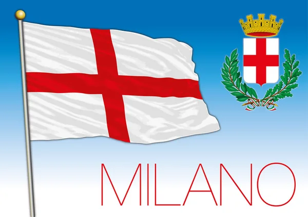 Milano Bandera Ciudad Italiana Escudo Armas Ilustración Vectorial — Vector de stock