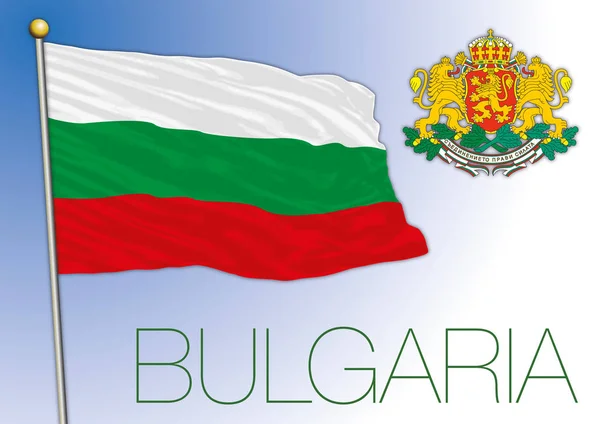 Bulgarien Officiell Nationell Flagga Och Vapensköld Europeiska Unionen Vektor Illustration — Stock vektor