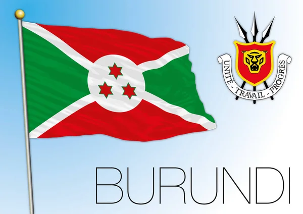 Бурунді Офіційний Національний Прапор Герб Африканська Країна Векторна Ілюстрація — стоковий вектор