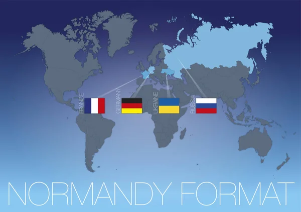 ノルマンディーフォーマット国際会議世界地図旗 ベクトルイラスト — ストックベクタ