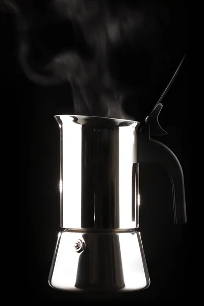 Moka Coffee Maker Steel Home Coffee Preparation Typical Italian Cuisine — Stock Photo, Image