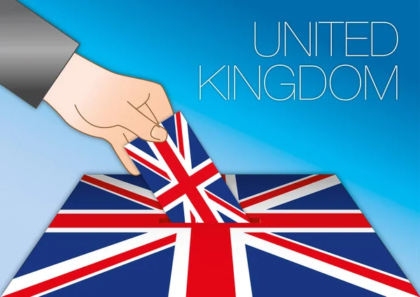 联合王国选举 带有联合王国国旗和符号的投票箱 矢量插图 — 图库矢量图片