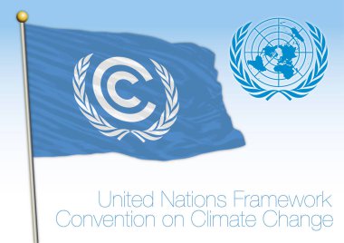 United Nations Climate Change Conference and organization flag, vector illustration clipart