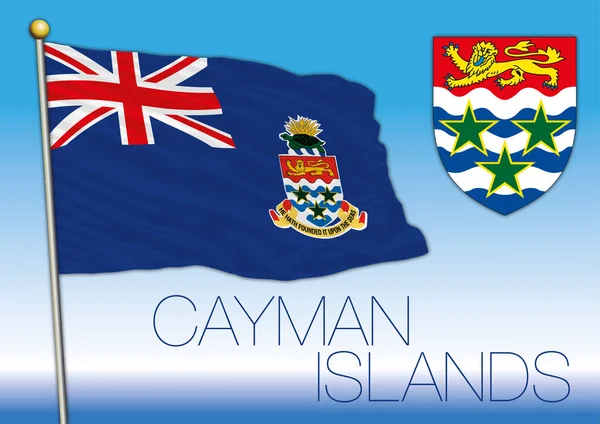 Islas Caimán Bandera Nacional Oficial Escudo Armas Caribe Ilustración Vectorial — Vector de stock