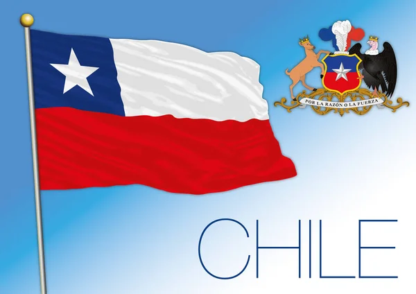 Bureau National Chili Drapeau Armoiries Illustration Vectorielle Amérique Sud — Image vectorielle