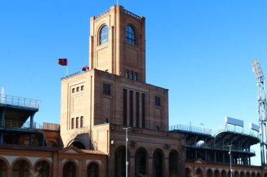 Bologna - İtalya, Aralık 2019, turistik şehir manzarası, futbol stadyumu dall 'Ara, Bologna Fc 1909, editoryal
