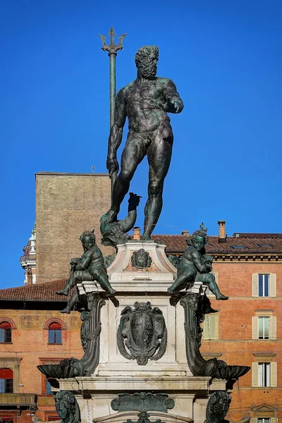 Bologne Italie Décembre 2019 Paysage Urbain Touristique Monument Fontaine Nettuno — Photo