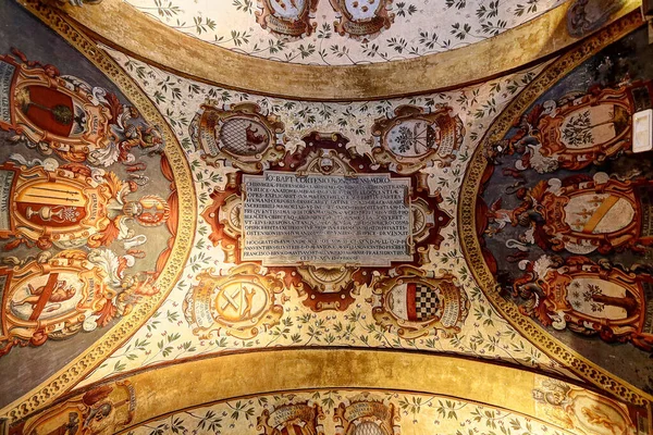 Bolonia Italia Diciembre 2019 Paisaje Turístico Ciudad Heráldica Biblioteca Archiginnasio — Foto de Stock