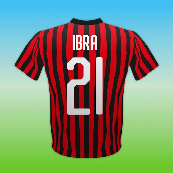 Milan Camiseta Roja Negra Número Campeonato Fútbol Italiano Ilustración Vectorial — Archivo Imágenes Vectoriales