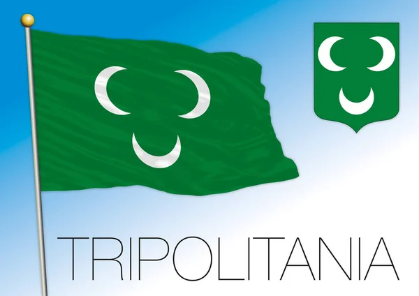 Tripolitanien Regional Flagga Och Vapensköld Libyen Afrikanskt Land Vektor Illustration — Stock vektor