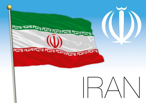 Iranische Offizielle Nationalflagge Und Wappen Asiatisches Land Vektorillustration — Stockvektor