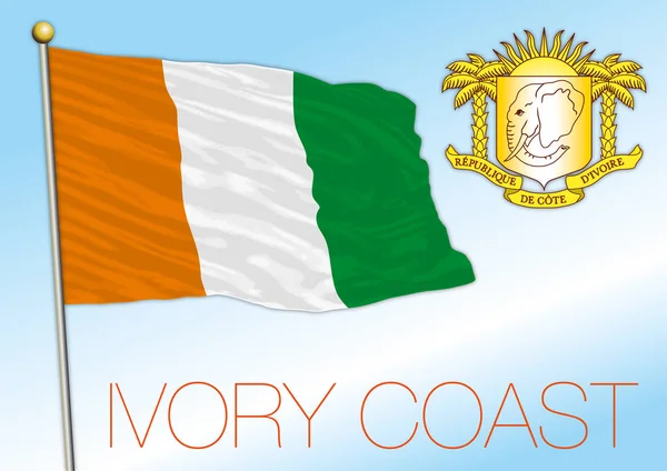 Costa Marfim Bandeira Nacional Oficial Brasão Armas País Africano Ilustração —  Vetores de Stock
