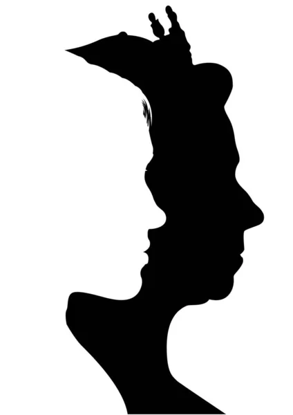 Meghan Markle Elizabeth Silhouettes Portraits Vector Illustration — ストックベクタ