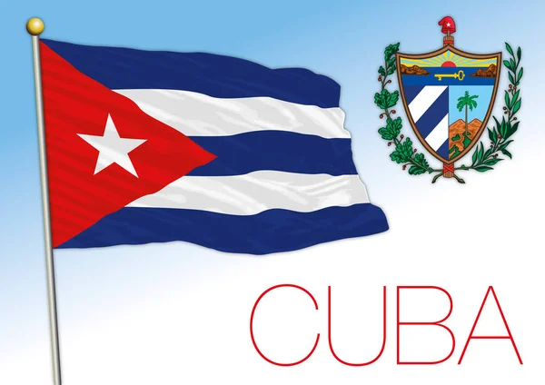 Cuba Bandera Nacional Oficial Escudo Armas País Americano Ilustración Vectorial — Vector de stock