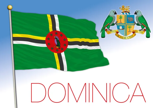 Dominica Official National Flag Coat Arms Vector Illustration — 스톡 벡터