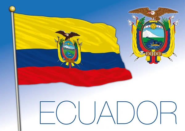 Equador Bandeira Nacional Oficial Casaco Asrms País Sul Americano Ilustração — Vetor de Stock