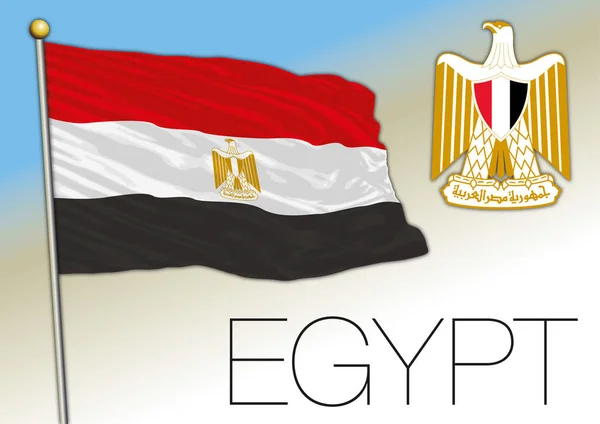 Egypt Oficiální Národní Vlajka Erb Africká Země Vektorová Ilustrace — Stockový vektor