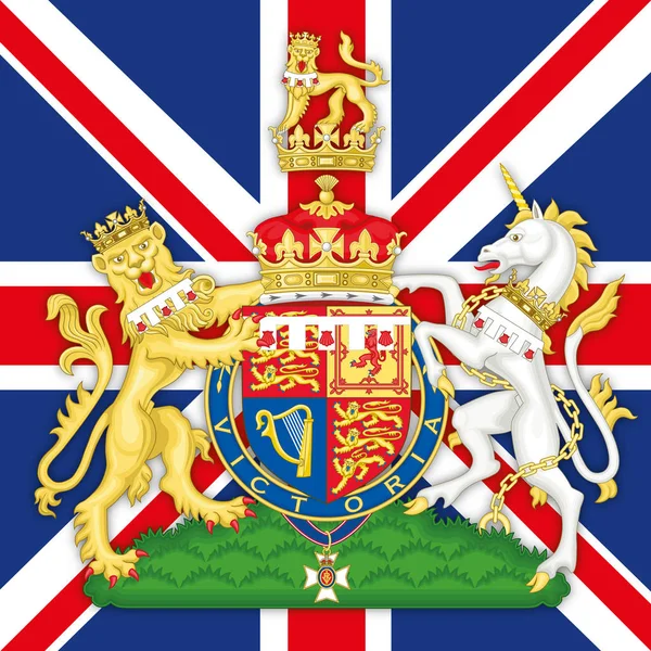 United Kindom 2020 Год Герб Гарри Британском Флаге Векторная Иллюстрация — стоковый вектор