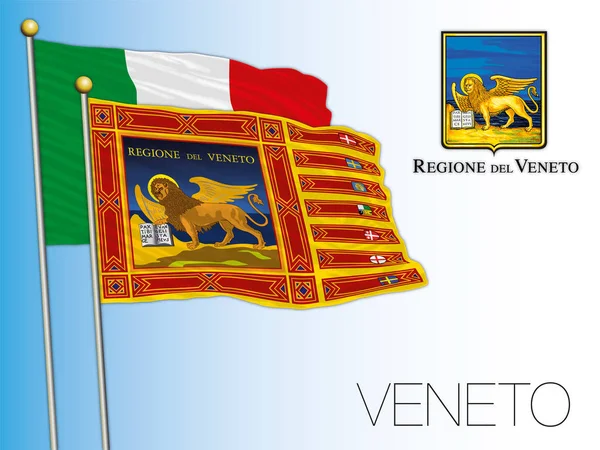 Veneto Official Regional Flag Coat Arms Italy Vector Illustration — 스톡 벡터