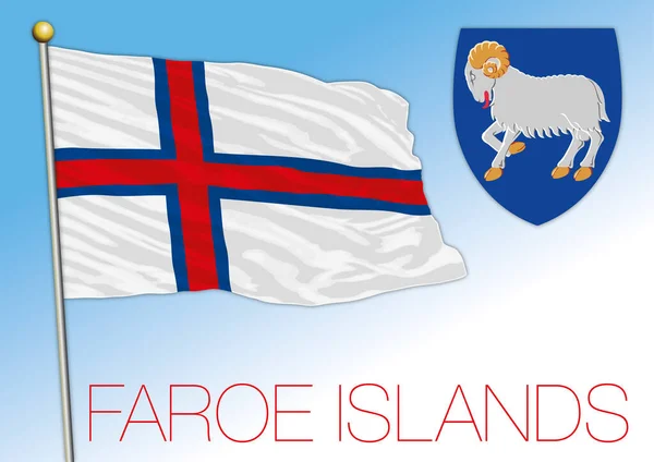 Bandeira Nacional Oficial Brasão Armas Faroe Dinamarca Europa Ilustração Vetorial —  Vetores de Stock
