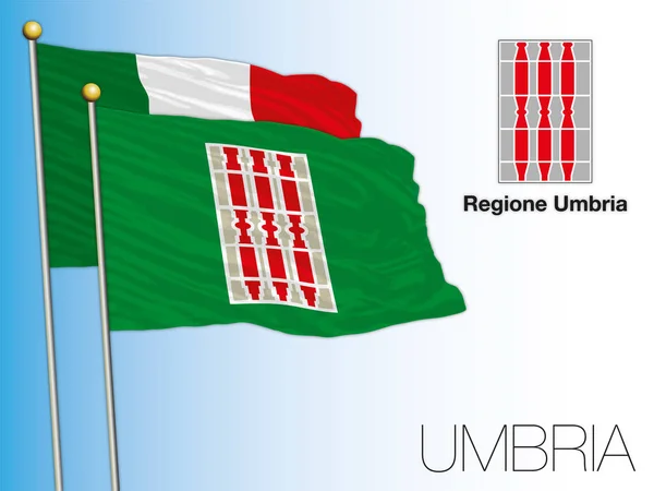 Umbrien Officiella Regionala Flagga Och Vapensköld Italien Vektor Illustration — Stock vektor