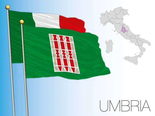 Oficjalna Flaga Mapa Regionu Umbria Włochy Ilustracja Wektora — Wektor stockowy