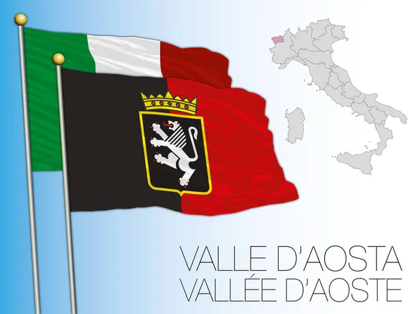Valle Aosta Official Regional Flag Map Italy Vector Illustration — Stock Vector