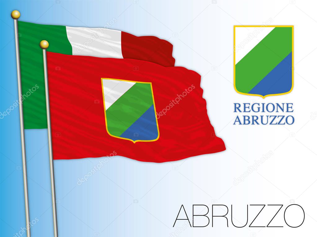 Abruzzo official regional flag and coat of arms, Italy, vector illustration