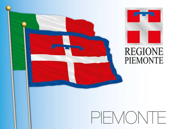 Piemonte Officiella Regionala Flagga Och Vapensköld Italien Vektor Illustration — Stock vektor