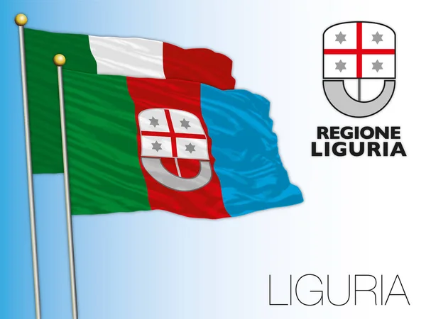 Drapeau Régional Officiel Ligurie Armoiries Italie Illustration Vectorielle — Image vectorielle