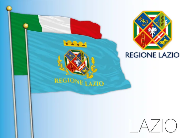 Lazio Official Regional Flag Coat Arms Italy Vector Illustration — Stock Vector