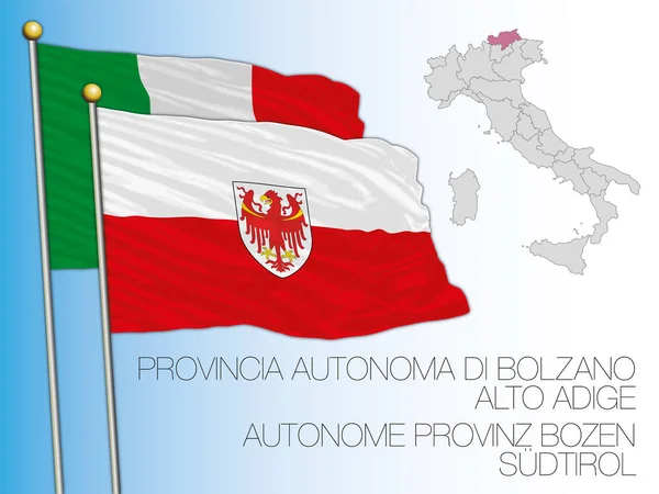 Drapeau Officiel Carte Province Autonome Bolzano Italie Illustration Vectorielle — Image vectorielle