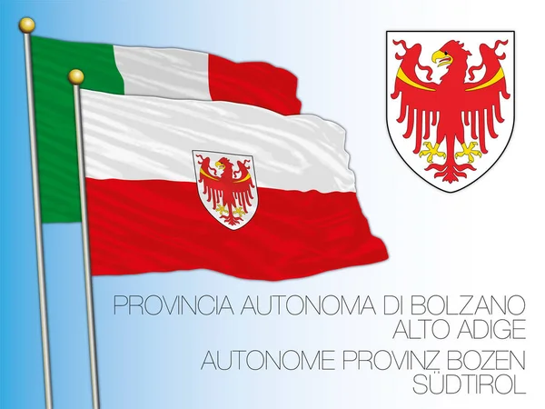 Offiziell Flagge Und Wappen Der Autonomen Provinz Bozen Italien Vektorillustration — Stockvektor