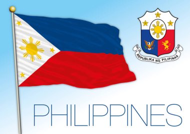 Philippines official national flag and coat of arms, vector illustration clipart