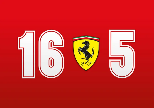 Números Ferrari Fórmula Con Logo Scuderia Charles Leclerc Sebastian Vettel — Vector de stock