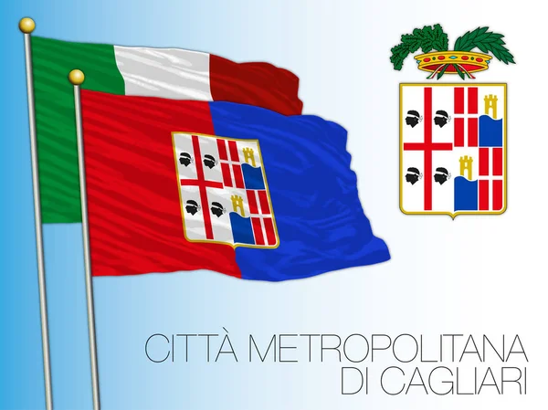 Citta Metropolitana Cagliari Ciudad Metropolitana Cagliari Cerdeña Bandera Escudo Armas — Archivo Imágenes Vectoriales