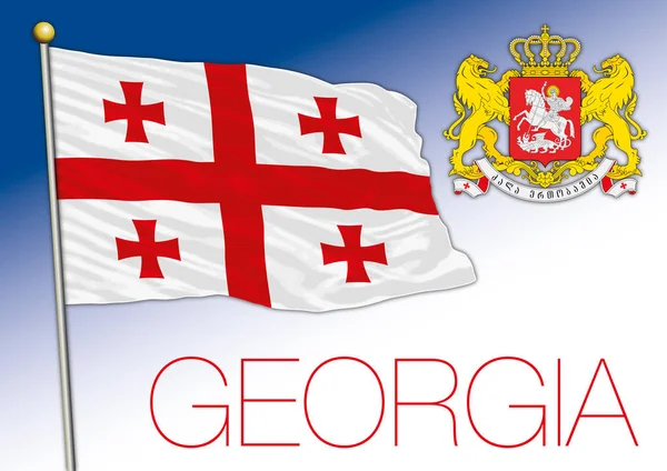 Georgia Official National Flag Coat Arms European Country Vector Illustration — Stock Vector