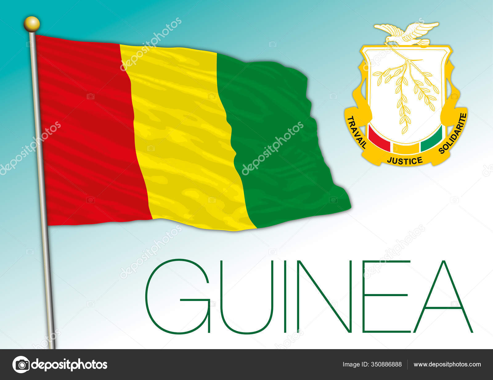 Guinea Official National Flag Coat Arms African Country Vector Illustration  Stock Vector by ©frizio 350886888