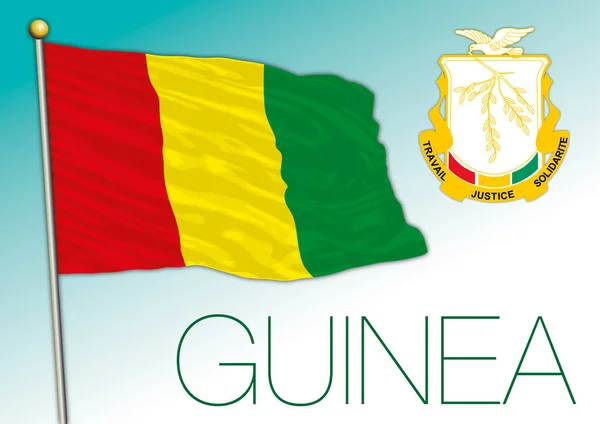 几内亚官方国旗和国徽 非洲国家 病媒图解 — 图库矢量图片