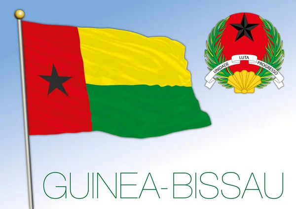Guinea Bissau Офіційний Прапор Герб Африканська Країна Векторна Ілюстрація — стоковий вектор